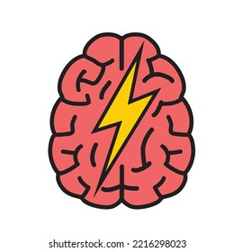 Vectores de freno. El cerebro humano a la vista de arriba.  ilustración de vector de icono