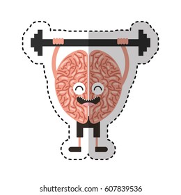 brain strong character weight lifting vector illustration design