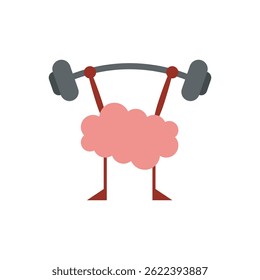 Brain strong vector design illustration. brain lifts the barbell, training brain icon, education, creativity, and memory exercise icon vector illustration. 