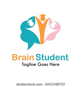 Brain student design logo template illustration