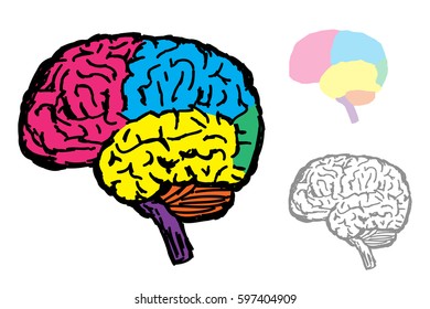 Brain symbol doodle vector