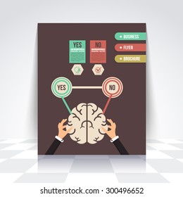 Brain Symbol Hold Hands, Creative Think Business Infographics Design, Flyer, Numbered Banner, Icon Elements, Corporate Brochure 