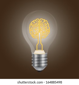 Brain symbol in a lamp 3d