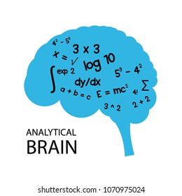 Brain symbol with mathematical equations