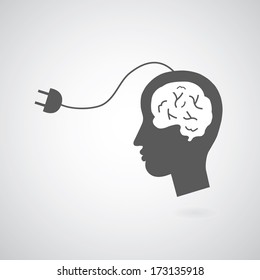 brain symbol on gray background 