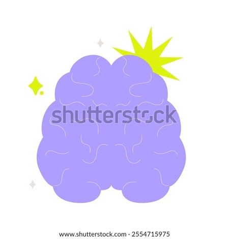 Brain Symbolizing Mental Health, Creativity, And Thought Processes In Flat Vector Illustration Isolated On White Background.