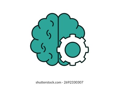 Brain sync Icon. Icon related to Technology. Flat line icon style. Simple vector design editable