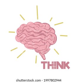 brain. tanking vector illustration. symbol, icon of smart people, 
