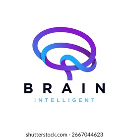 Inteligência artificial Brain Tech com circuito processador cerebral sistema de computador, design criativo ilustração moderna logotipo