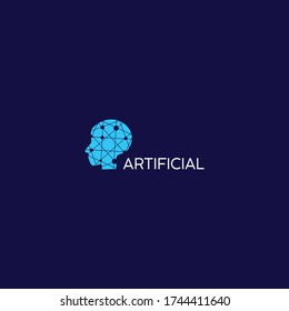vector de logotipo de inteligencia artificial de tecnología cerebral