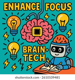 Brain tech cartoon to enhance focus and creativity