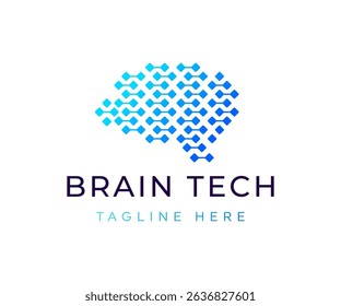 Brain tech connection logo vector icon