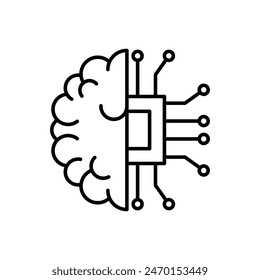 Brain tech icon vector design outline style