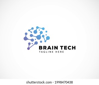 Brain Tech Logo Creative Connect Molecule Vector