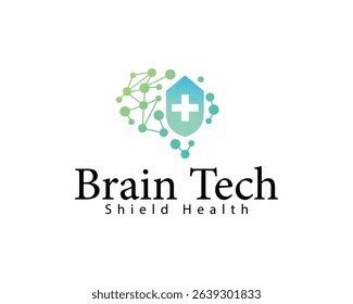 brain tech logo creative health shield protect psychology mind