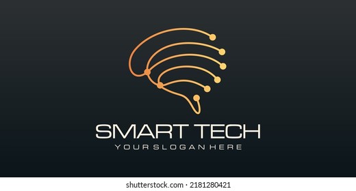 Diseño del logotipo de tecnología cerebral. Logo de inteligencia artificial y tecnología Diseño vectorial