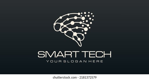 Brain tech logo design. Artificial intelligence and technology logo Vector design