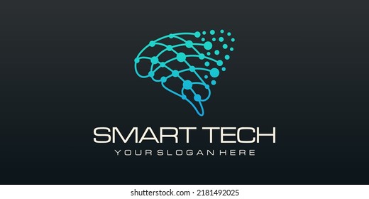 Brain tech logo design. Artificial intelligence and technology logo Vector design