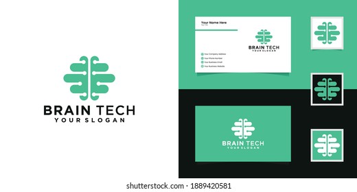 brain tech logo design and business card
