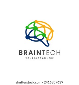 Brain tech logo design, brain connection, digital brain, smart brain , creative vector icon logo design