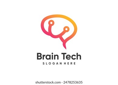 Brain tech logo design element idea with creative concept high resolution vector