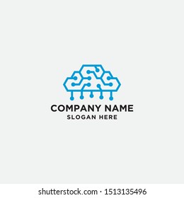 brain tech logo design. tech icon universal. vector