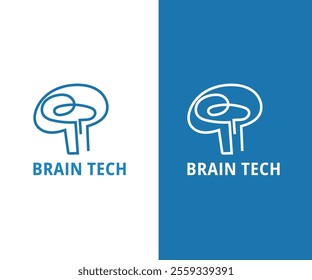 brain tech logo design icon vector