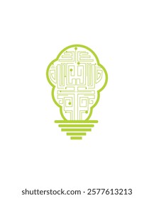 brain tech logo design icon vector, bulb tech logo