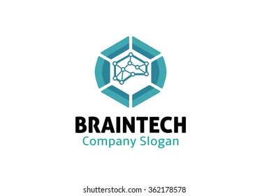 Brain Tech Logo Design Illustration