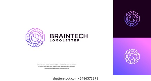 Brain Tech Logo Design. Initialen Buchstaben Smart Brain Logo Design