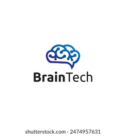 Diseño de logotipo de Brain Tech Moderno