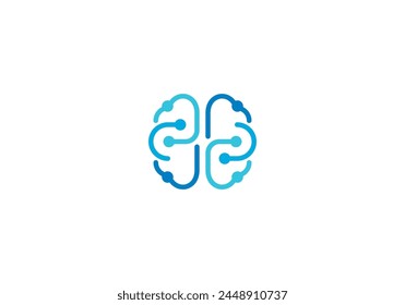 brain tech logo design. neuron connection innovation symbol icon vector	