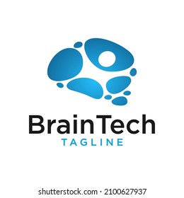 Brain Tech Logo Design Template Inspiration, Vector Illustration.