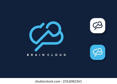 Brain tech logo design vector with creative abstract idea