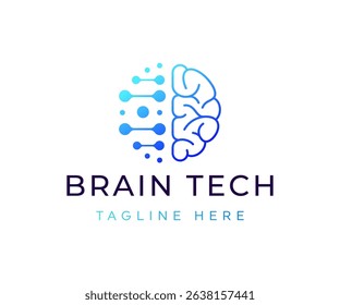 Brain Tech Logo Design Vector 
