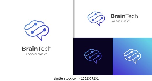 brain tech logo icon design with creative connect dot symbol. brain connection logo vector icon. digital brain. brain hub logo design