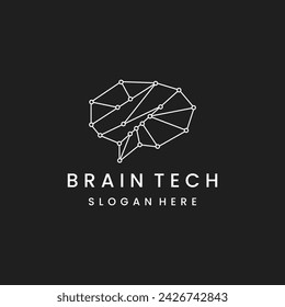brain tech logo icon design vector