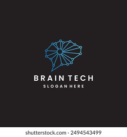 diseño del logotipo de brain tech con el símbolo de punto de conexión creativa. logo de brain connection Vector.