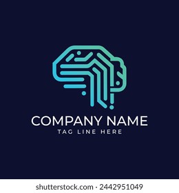 Icono de logotipo de tecnología cerebral, símbolo