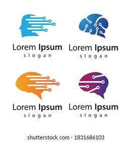 Diseño de imágenes de logotipo de tecnología cerebral