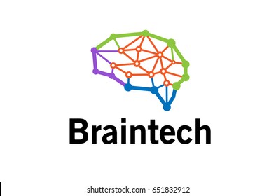 Brain Tech Logo Vector Symbol Design Illustration