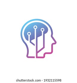 Brain Tech Mind Data logo design template