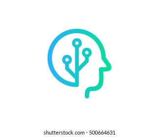 Brain Tech Mind Data Logo Design Template