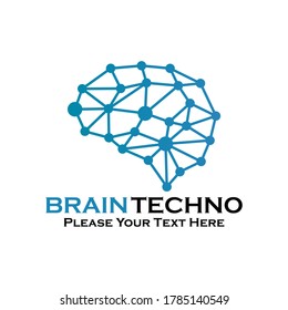 Brain techno logo template illustration. suitable for intelligence, network, technology, brainstorm, creativity