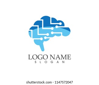 Brain techno logo vector illustration