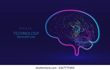 Brain technology artificial intelligence background. Futuristic idea concept. Human digital design.