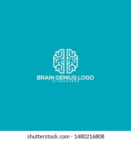 Brain technology company logo design vector