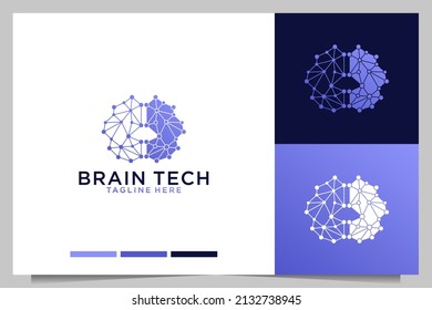 brain technology connection logo design