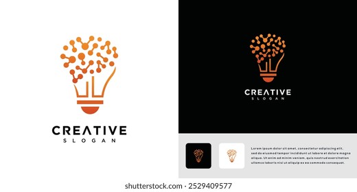 Brain technology light bulb logo design concept. Light bulb design icon with brain technology logo	
