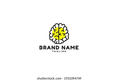 Modelo de vectores de diseño de logotipo de la línea de la tecnología del cerebro adecuado para la tecnología o la ciencia, producto o salvamento de servicios